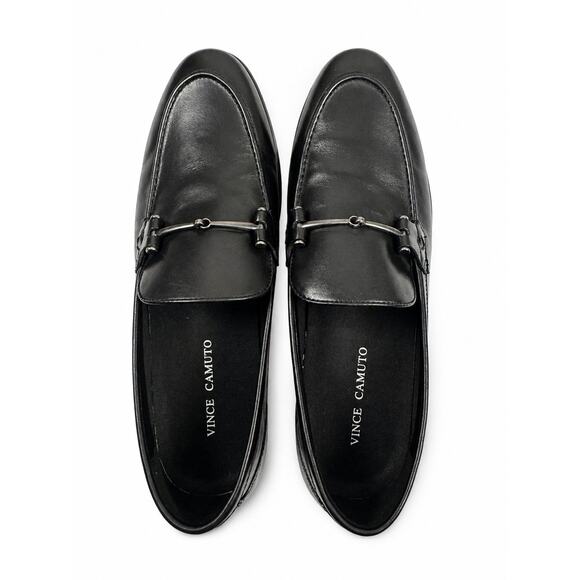 Vince Camuto Black Leather Loafers Mens 11.5M Bit Slip On Dress Shoes w/ Box main image 4